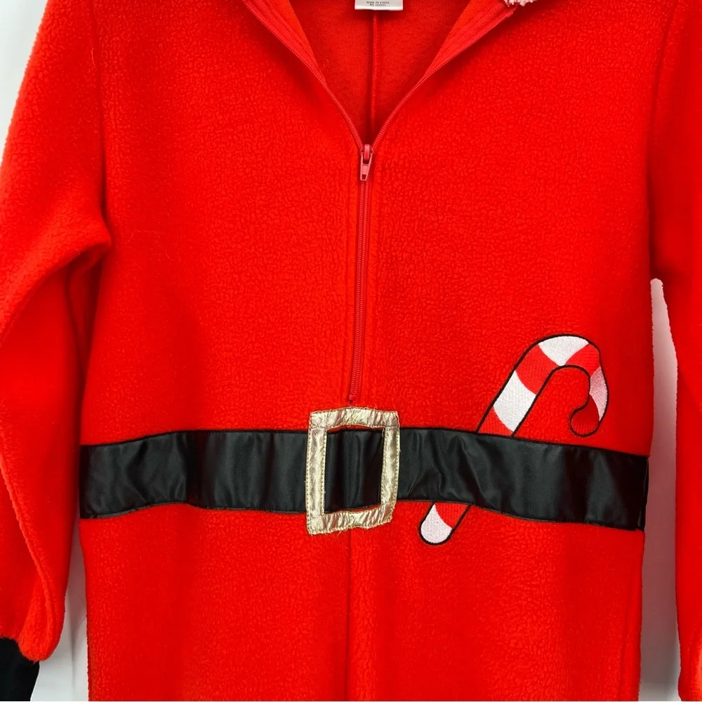 Kids SantaClaus Fleece Onesie Christmas Pajamas Cozy Holiday festive winter L/XL